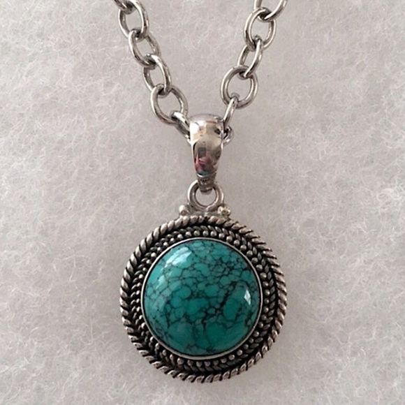 BARSE Turquoise Sterling Silver Link Necklace With Rope...